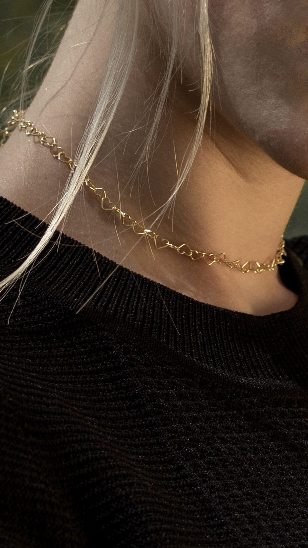 24 Karat Vergoldete Halskette mit Herzförmigen Gliedern
