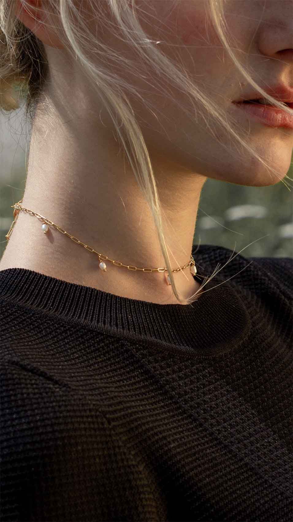 24 Karat Vergoldete Halskette mit Miniperlen